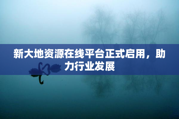 新大地资源在线平台正式启用，助力行业发展