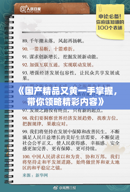 《国产精品又黄一手掌握，带你领略精彩内容》