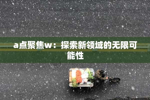 a点聚焦w：探索新领域的无限可能性