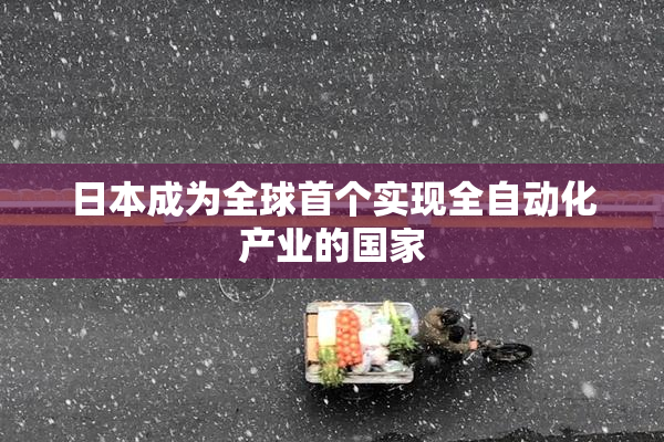 日本成为全球首个实现全自动化产业的国家
