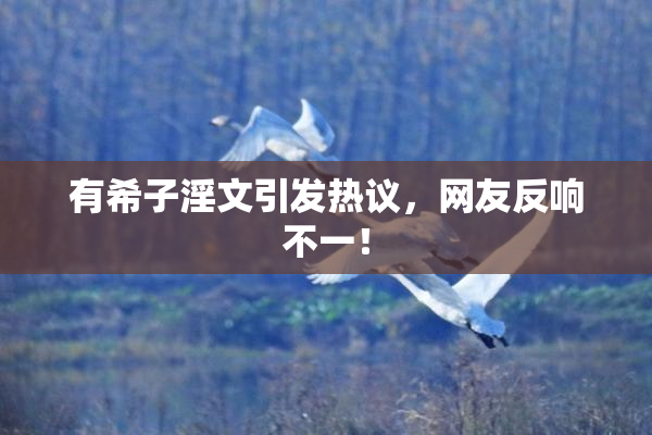 有希子淫文引发热议，网友反响不一！
