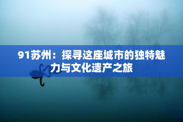 91苏州：探寻这座城市的独特魅力与文化遗产之旅