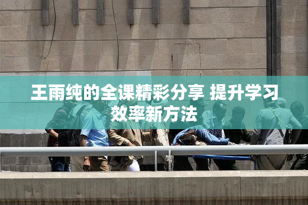 王雨纯的全课精彩分享 提升学习效率新方法