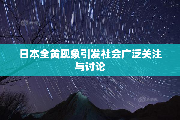 日本全黄现象引发社会广泛关注与讨论