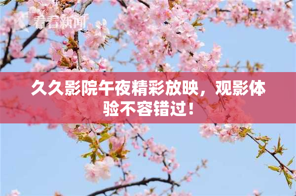 久久影院午夜精彩放映，观影体验不容错过！