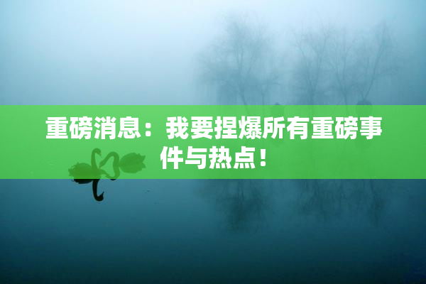 重磅消息：我要捏爆所有重磅事件与热点！