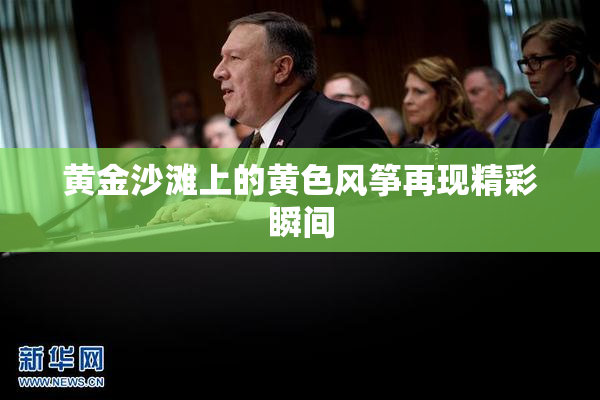 黄金沙滩上的黄色风筝再现精彩瞬间