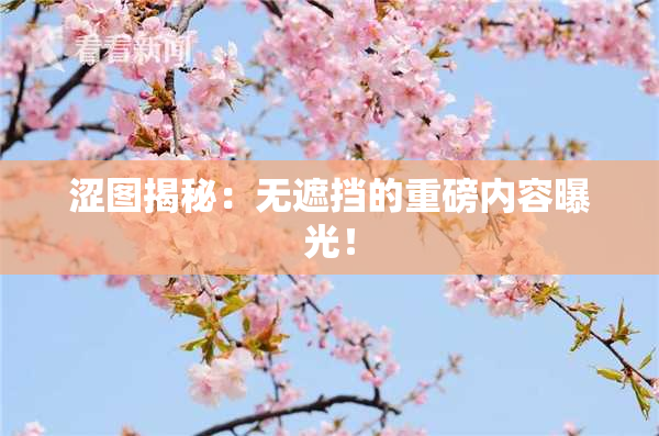 涩图揭秘：无遮挡的重磅内容曝光！